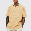 men's knitted V-neck short sleeved casual T-shirt