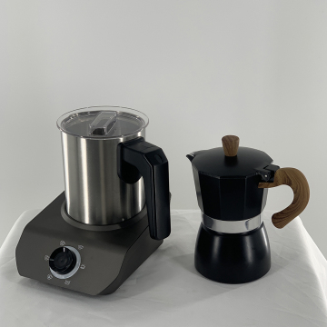 Aluminum Electronic Moka Pot for Coffee: Brew 2-3 Cups of Espresso with Milk Frother