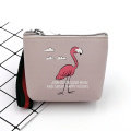 Porta-moedas PU estilo flamingo desenho animado