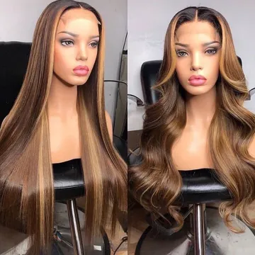 100% Virgin Brazilian Human Hair Frontal Wig  10A Grade Bone Straight Ombre Piano Color Human Hair Hd Lace Front Wigs
