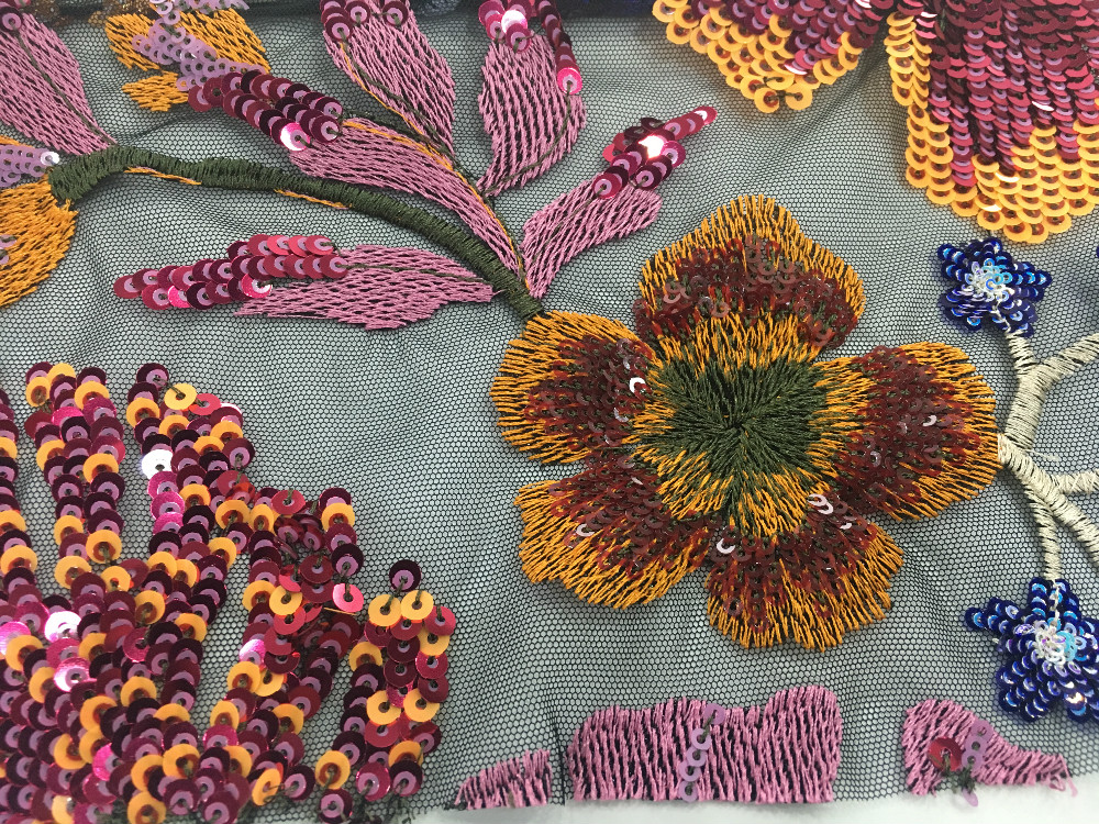 Flower Sequin Embroidery Fabric