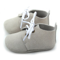 Pure Colors Real Leather Grey Baby Oxford Shoes