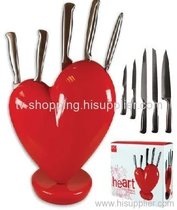 Heart Knife Block Red 5pcs Hollow Handle Heart Knife Block Red As Seen On Tv