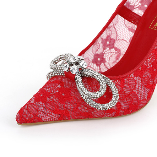 Rhinestone Butterfly Lace Wedding Heels