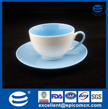 Hot sell double color glazed bulk small china New Bone China tea coffee cup and saucer set
