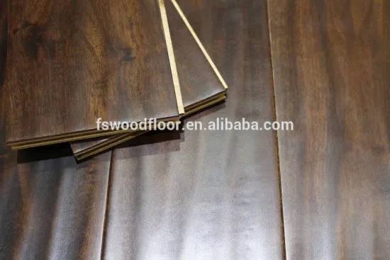 5" x 3/5" espresso hand scraped acacia engineered hardwood flooring