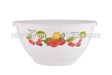 Porcelain enamel footed mixing bowl for salad