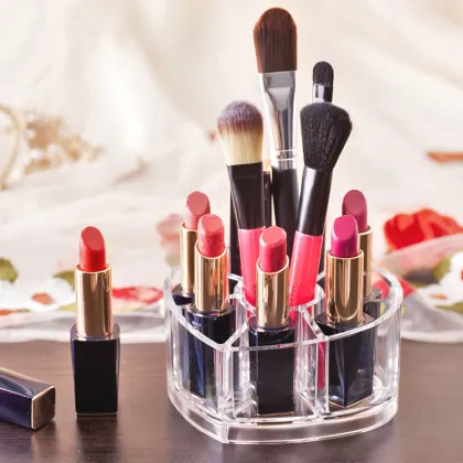 Antique Heart Shaped Beauty Acrylic Liquid Lipstick Organizer Display Holder