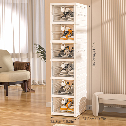Space-Saving Foldable Shoe Cabinet with Six Layers