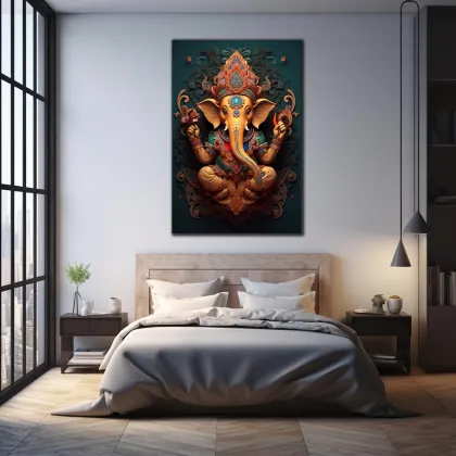 Indian Decorative Wall Paintings: Ganesha Portrait Posters, Prints, and Modern Canvas Art