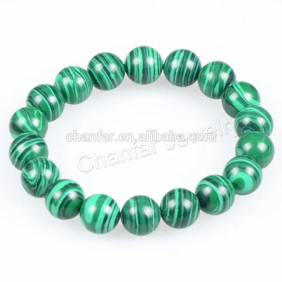 Beautiful round artificial malachite beads bracelet for woman and man jewelry