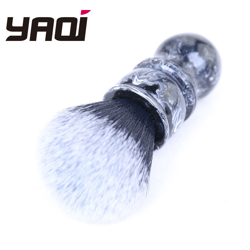 Yaqi 24MM Tuxedo Black and White Tip Synthetic Hair Marble Color Resin Handle Barber Shaving Brush