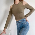 Women's Cold Shoulder Crewneck Knit Sweater