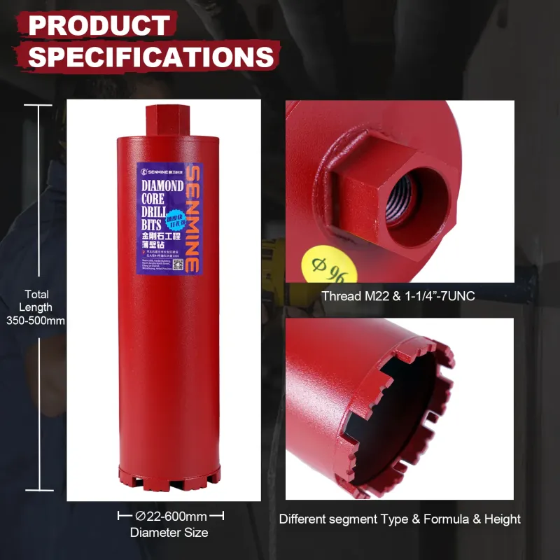 Concrete Wall Welded Diamond Wet Core Drill Bit for Sandstone Water Well Drilling