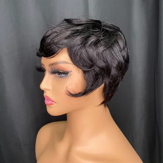 Wholesale Cheap Brazilian Indian Remy Virgin Human Hair Straight Pixie Cut Wig No Lace