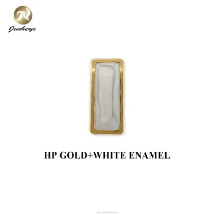 Wholesale Rectangle HP Gold White Enamel Snap Buttons for Clothing