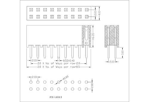 2.0 mm Female Header Dual Row Straight Type H6.35 FHDS10-XXDXXX