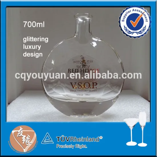 Empty spirit 700 ml glass cognac bottles