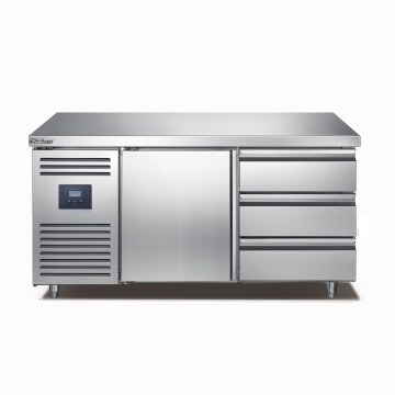 1 Door 3 Drawers Worktable with Fridge Stainless Steel Single Temperature Refrigerator