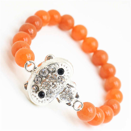 Red Aventurine Gemstone Bracelet with Diamante alloy Piece