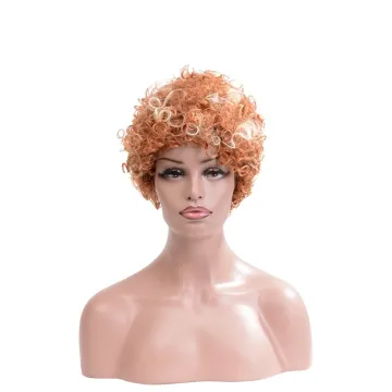 wholesale synthetic wigs afro small curly and water wave light brown short hair synthetic hair wigs for black women