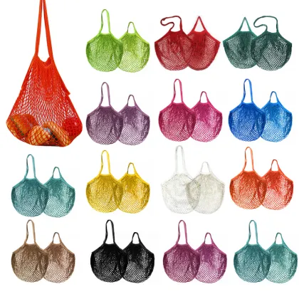 Wholesale Eco-Friendly Foldable Cotton Net Shopping Tote Bags