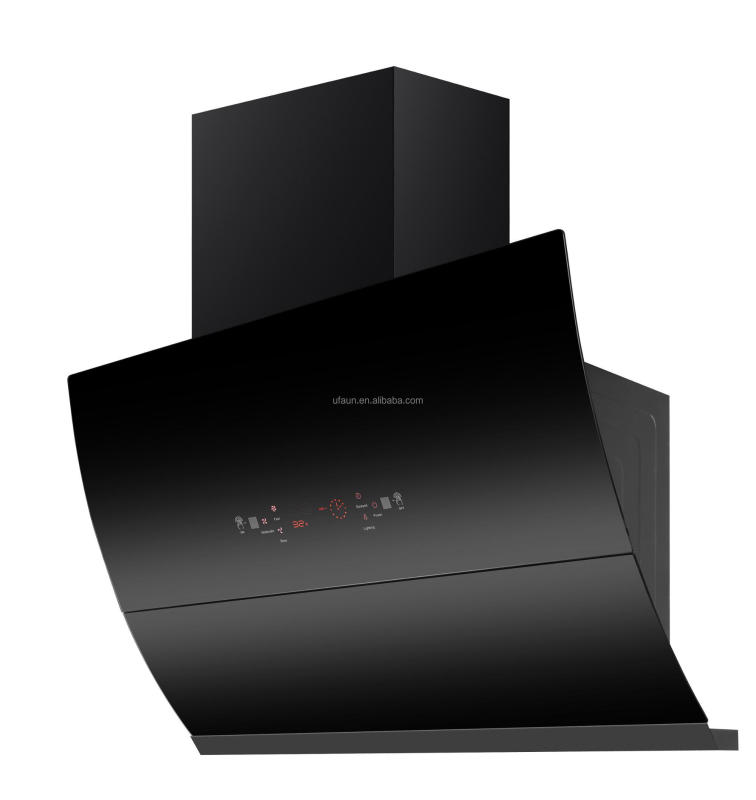 Black Chimney Hood with Automatic Cleaning Function Smoke and Grease Extractor Hood Range Hood For Household