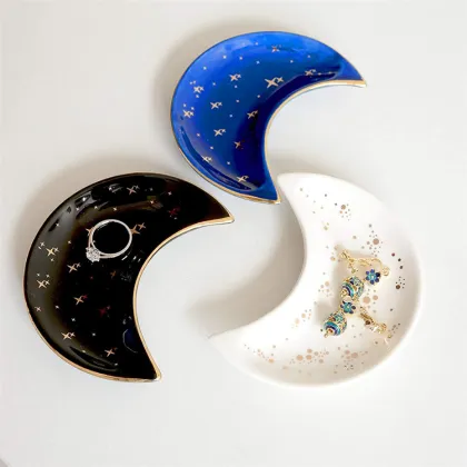 Nordic Ceramic Moon Shape Jewelry Dish