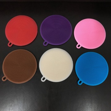 2017 amazon best selling heat resistant silicone dishwashing round cleaning brush