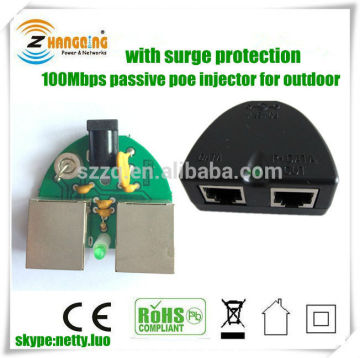 Black dual mini passive poe injector for outdoor