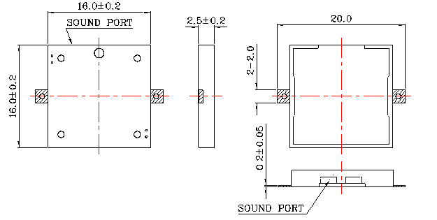 16x16x2.5mm SMD Piezo Trasducer Buzzer 5V 2mA 