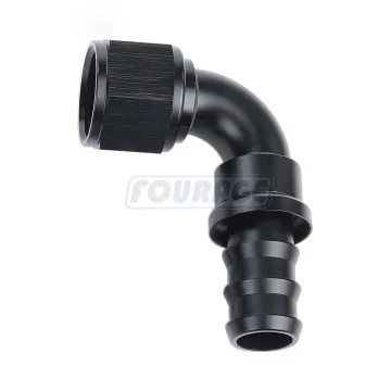 90 Degree Aluminum Push Lock Fitting -12AN AN12 Female Swivel to Hose Barb Fuel Line Adapter