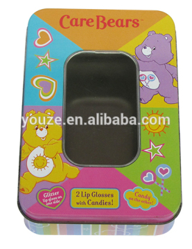 Square gift tin box with PVC window