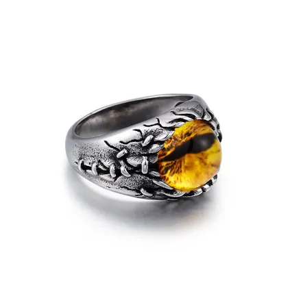Stainless Steel Mens Dragon Eye Ring Jewelry