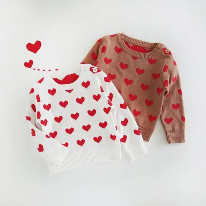 White Cotton Crew Neck Sweater for Kids and Girls