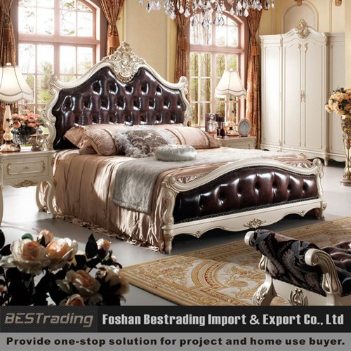 hand carved wood bed,classic wooden bed,leather bed
