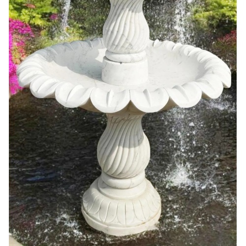 Handcrafted White Marble Fountain Garden Centerpiece
