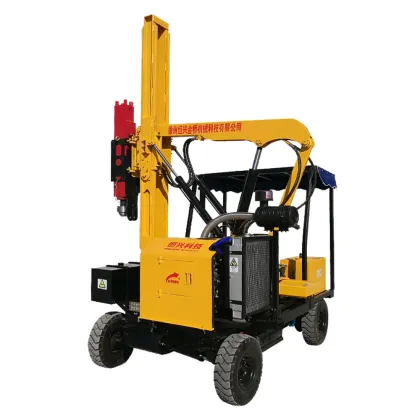 Construction Equipment: Solar-Powered Pile Driver for Guardrail Installation