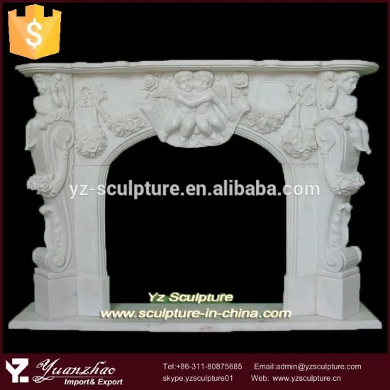 white marble fireplaces carvings with angle for home decoration