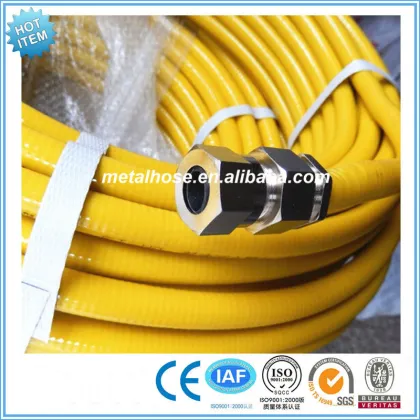 Yellow Gas fittings PVC/PE coated metal corrugated pipe/flexible natural gas pipe