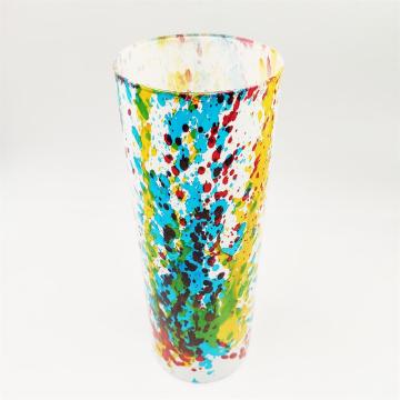 Vaso de vidro em formato de cilindro multicolorido com preço barato