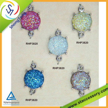 Wholesales Bezel Coonector Charm, Charm Bezel สีสันสดใส, ตัวเชื่อมต่อเรซิ่นหรือจี้