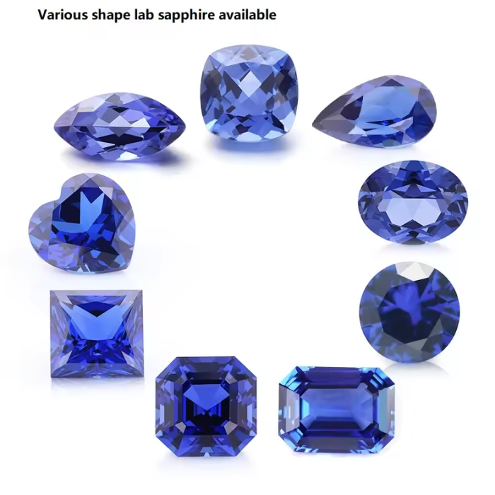 Royal Blue Lab na lumaki na mga sapphires sa maraming pagbawas