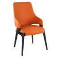 Orange leather armrest single Velis dining chairs