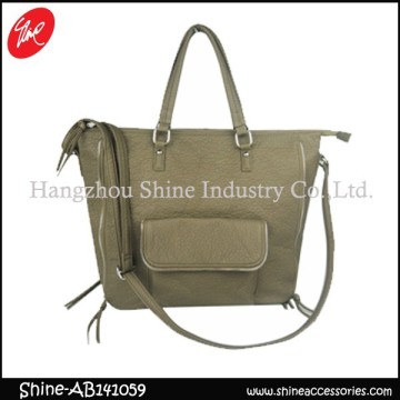 High quality tote bag/big outside pocket shoulder bag/tassel fashion washed bag