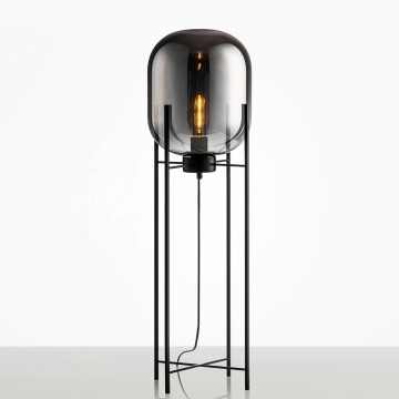 Nordic Hot Selling Gray Glass Shade Standing Lamp with 4 Metal Legs