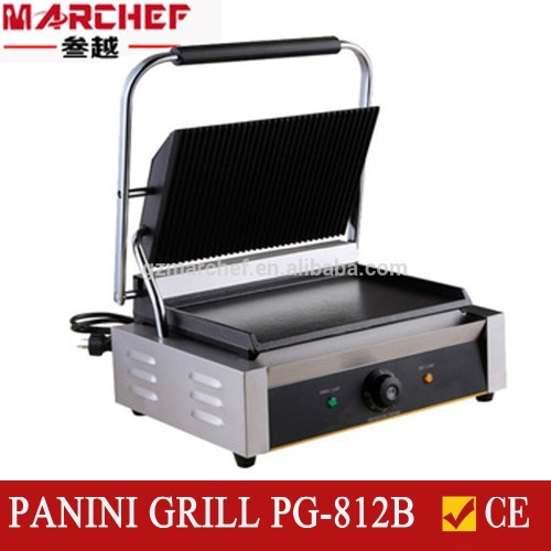 PG-812B Half Ribbed Half Flat hotplate commercial sandwich press machine/steak grill machine/Quesadilla maker