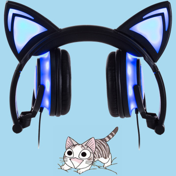 Carregamento fone de ouvido iluminação gato orelha