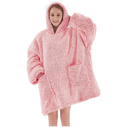 Wearable Blanket Hoodie with Sherpa Lining and Pocket