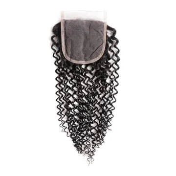 Wholesale 10 12 14 16 Inch Virgin Human Hair 4x4 5x5 6x6 7x7 Natural Color Kinky Curl 4*4 Transparent Lace Closure